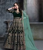 Green embroidered velvet salwar