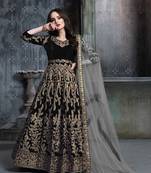 Black embroidered velvet salwar