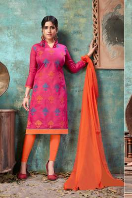 Pink Embroidered Cotton Salwar 1