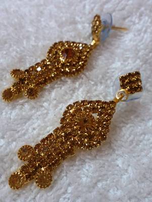 Traditional AD Zircon Stone Golden Fancy Stylish Party Wear Wedding necklace earring mangtika set 2
