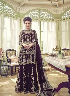Purple embroidered santoon salwar 1