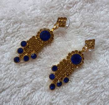 Traditional AD Zircon Stone Blue Fancy Stylish Party Wear Wedding necklace earring mangtika set 2