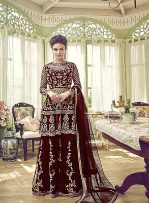 Maroon embroidered santoon salwar 1
