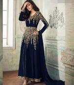 Blue embroidered santoon salwar