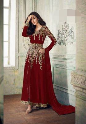 Maroon embroidered santoon salwar 1
