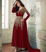 Maroon embroidered santoon salwar
