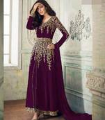 Purple embroidered santoon salwar