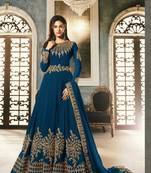 Cyan embroidered santoon salwar