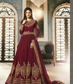 Maroon embroidered santoon salwar