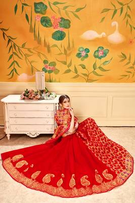Red Woven Cotton Silk Saree With Blouse 4