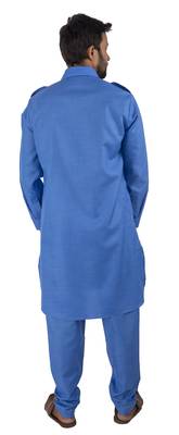 Blue plain cotton poly pathani-suits 5