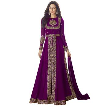 Purple Embroidered Georgette Salwar With Dupatta 1