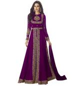 Purple Embroidered Georgette Salwar With Dupatta