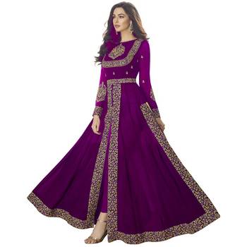 Purple Embroidered Georgette Salwar With Dupatta 2