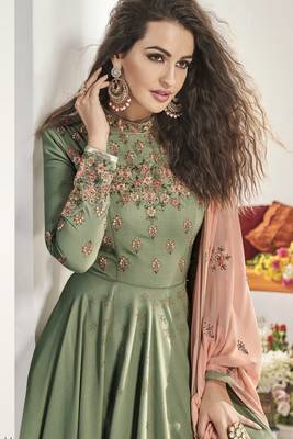 Green embroidered silk salwar 2
