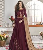 Maroon embroidered silk salwar