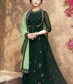 Dark green embroidered georgette salwar