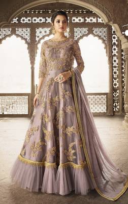 Purple embroidered net salwar 1