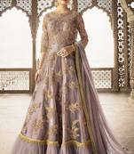 Purple embroidered net salwar