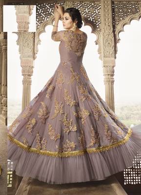 Purple embroidered net salwar 2