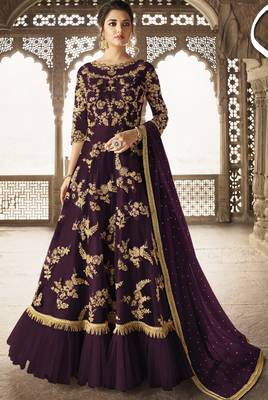 Purple embroidered net salwar 1