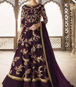 Purple embroidered net salwar