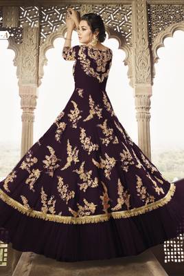 Purple embroidered net salwar 2