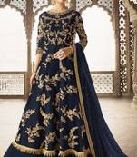 Blue embroidered net salwar