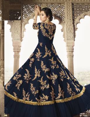 Blue embroidered net salwar 2
