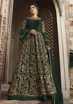 Green embroidered net salwar 1
