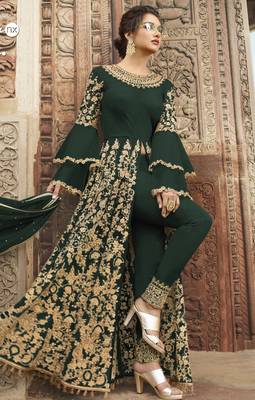 Green embroidered net salwar 2
