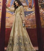 Beige embroidered net salwar