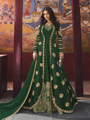 Green embroidered net salwar 1