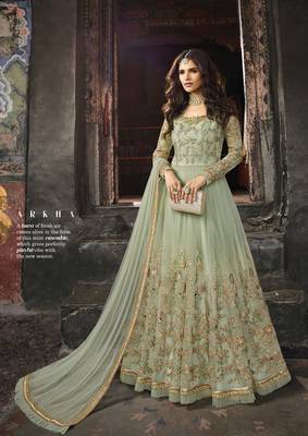 Green embroidered net salwar 1