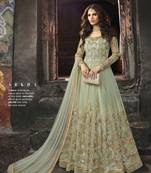 Green embroidered net salwar