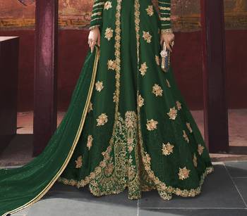 Green embroidered net salwar 2
