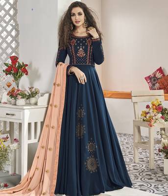 Blue embroidered silk salwar 1
