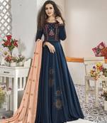 Blue embroidered silk salwar
