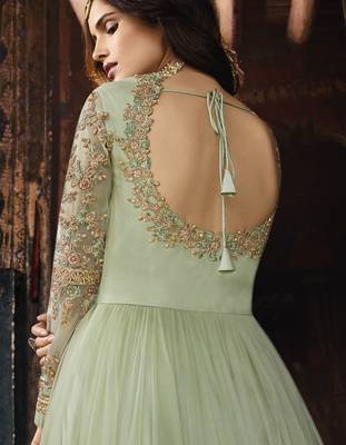 Green embroidered net salwar 2