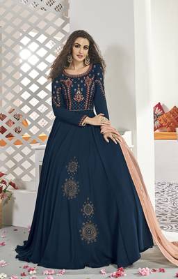 Blue embroidered silk salwar 2