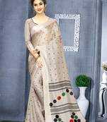 Grey printed linen saree with blouse