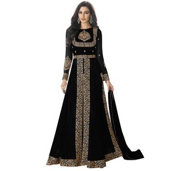 Black Georgette Embroidered Salwar With Dupatta 1