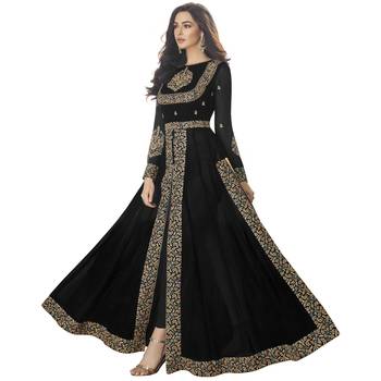 Black Georgette Embroidered Salwar With Dupatta 2