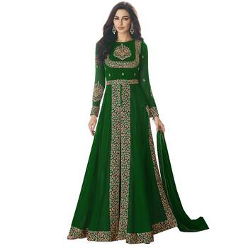 Green Embroidered Georgette Salwar With Dupatta 1