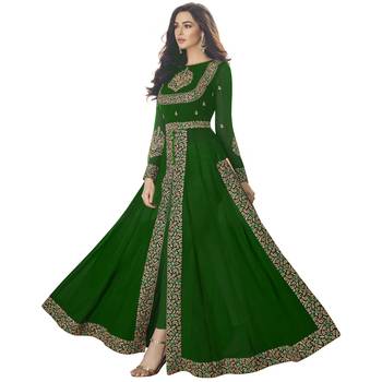 Green Embroidered Georgette Salwar With Dupatta 2
