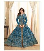 Aqua-blue stone cotton knitted salwar