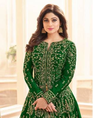 Dark-green stone cotton knitted salwar 2