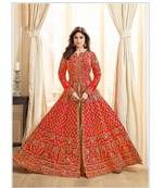 Orange stone cotton knitted salwar