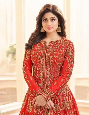 Orange stone cotton knitted salwar 2