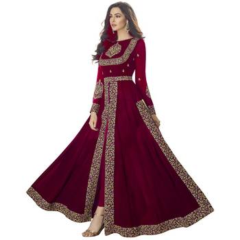 Maroon Embroidered Georgette Salwar With Dupatta 2